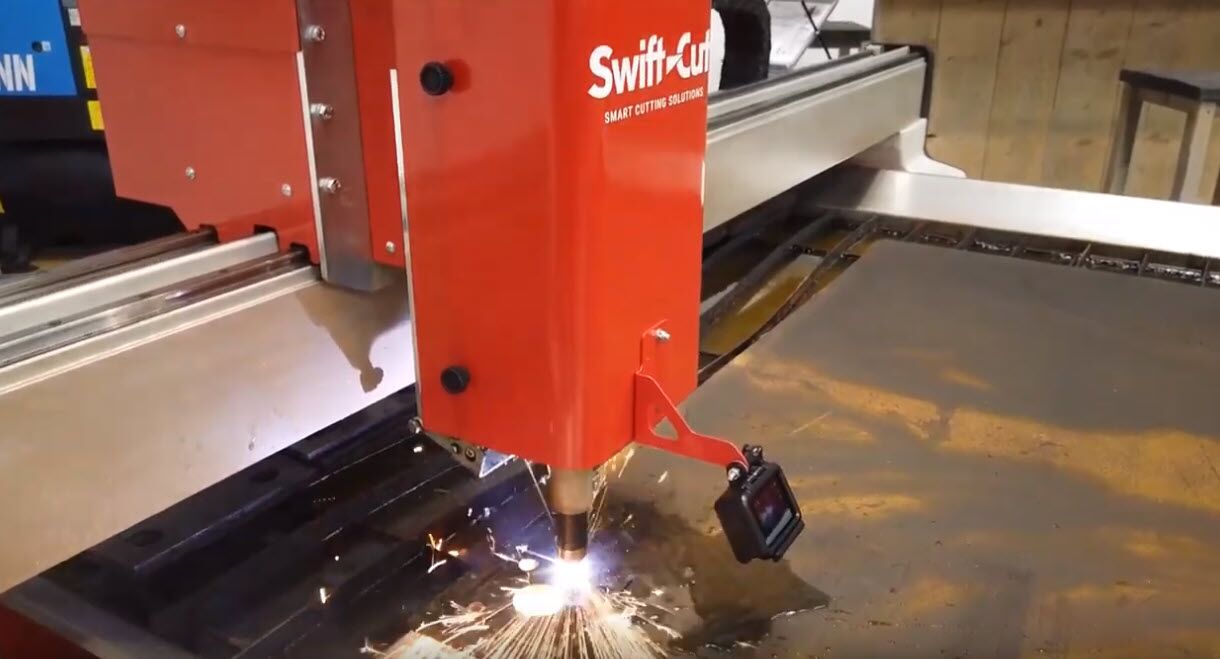 Swift-Cut Pro 10mm CNC plasma cutting table cutting metal with sparks